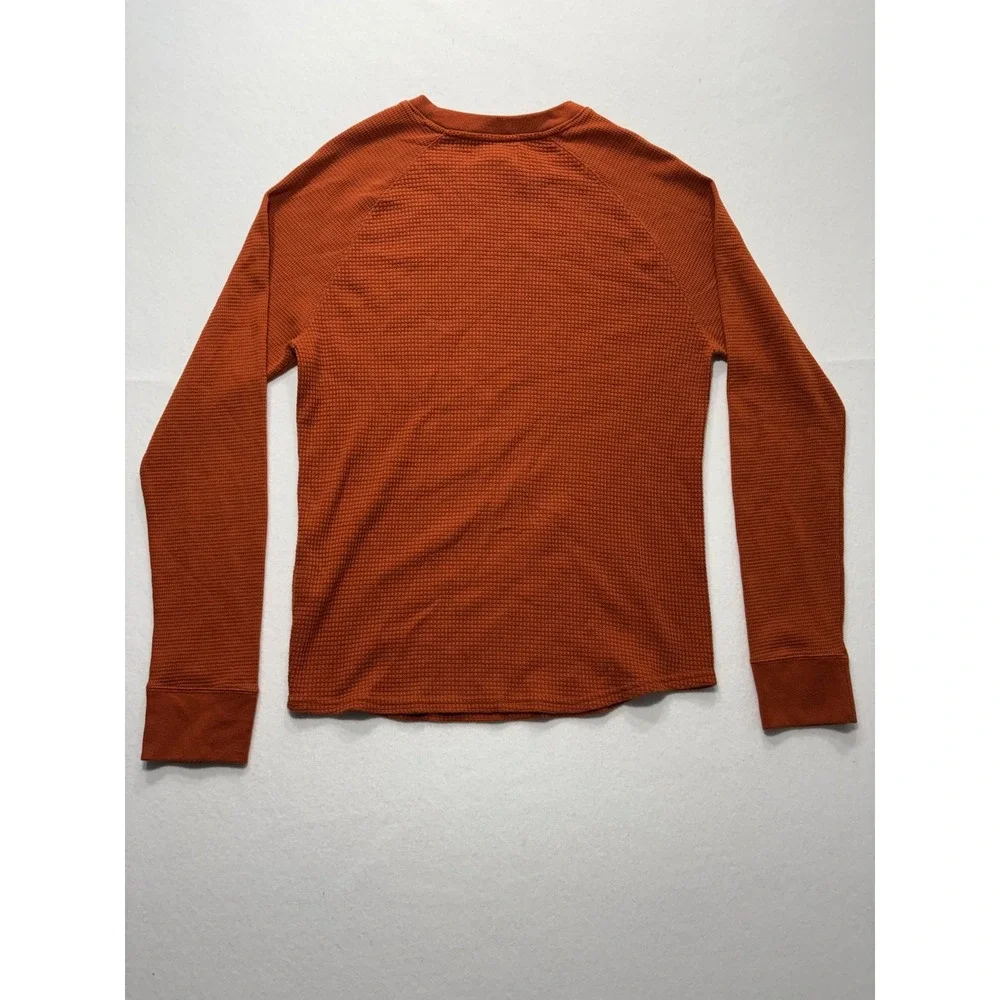 Banana Republic Shirt Mens Medium Orange Thermal Waffle Knit Long Sleeve Tee